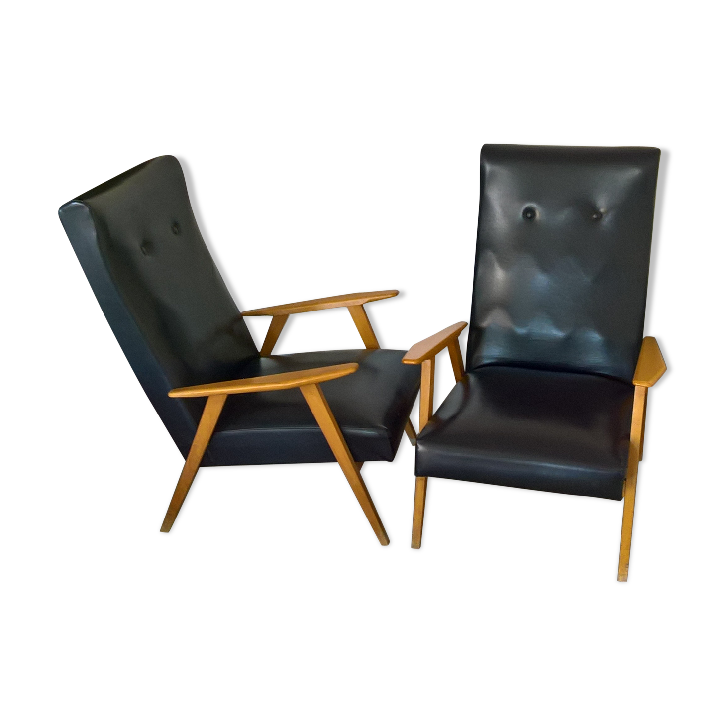 Pair of armchairs feet compass of the 1950s