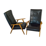 Pair of armchairs feet compass of the 1950s