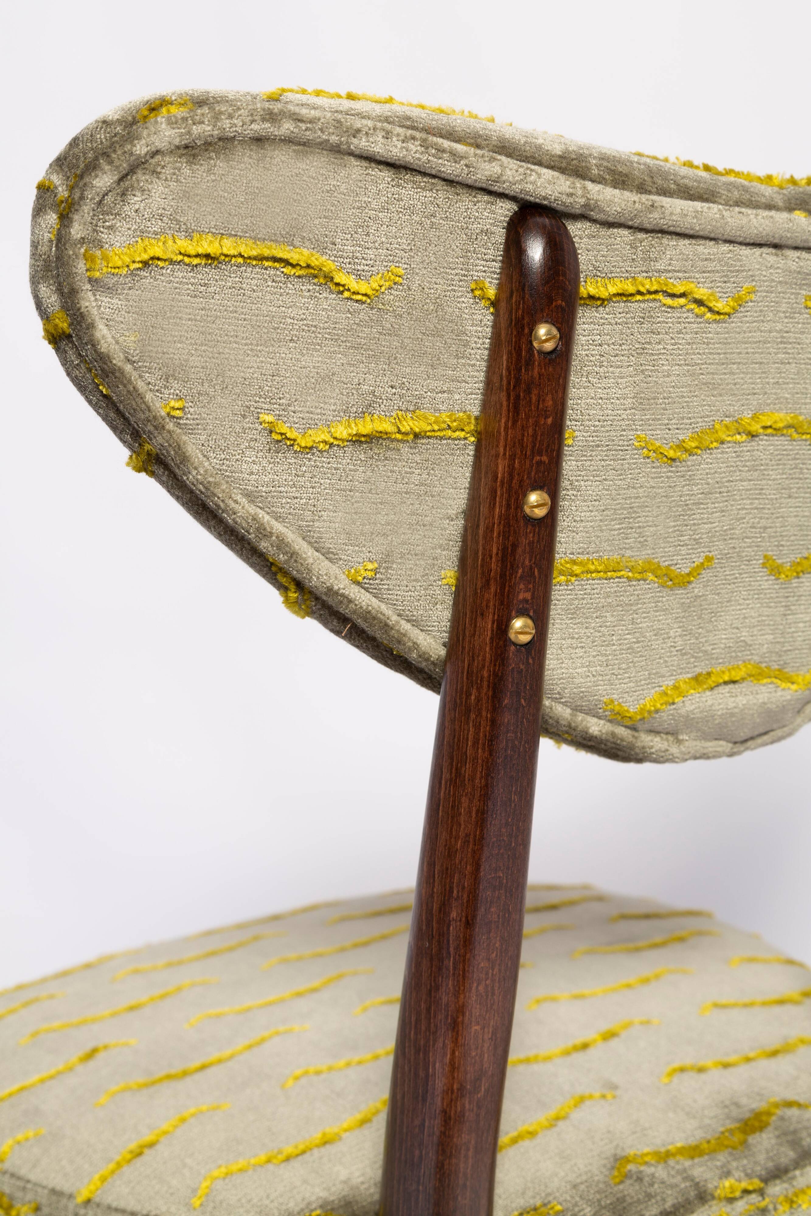 Heart-shaped mid-century chair in green velvet New Waves, Europe, 1960s