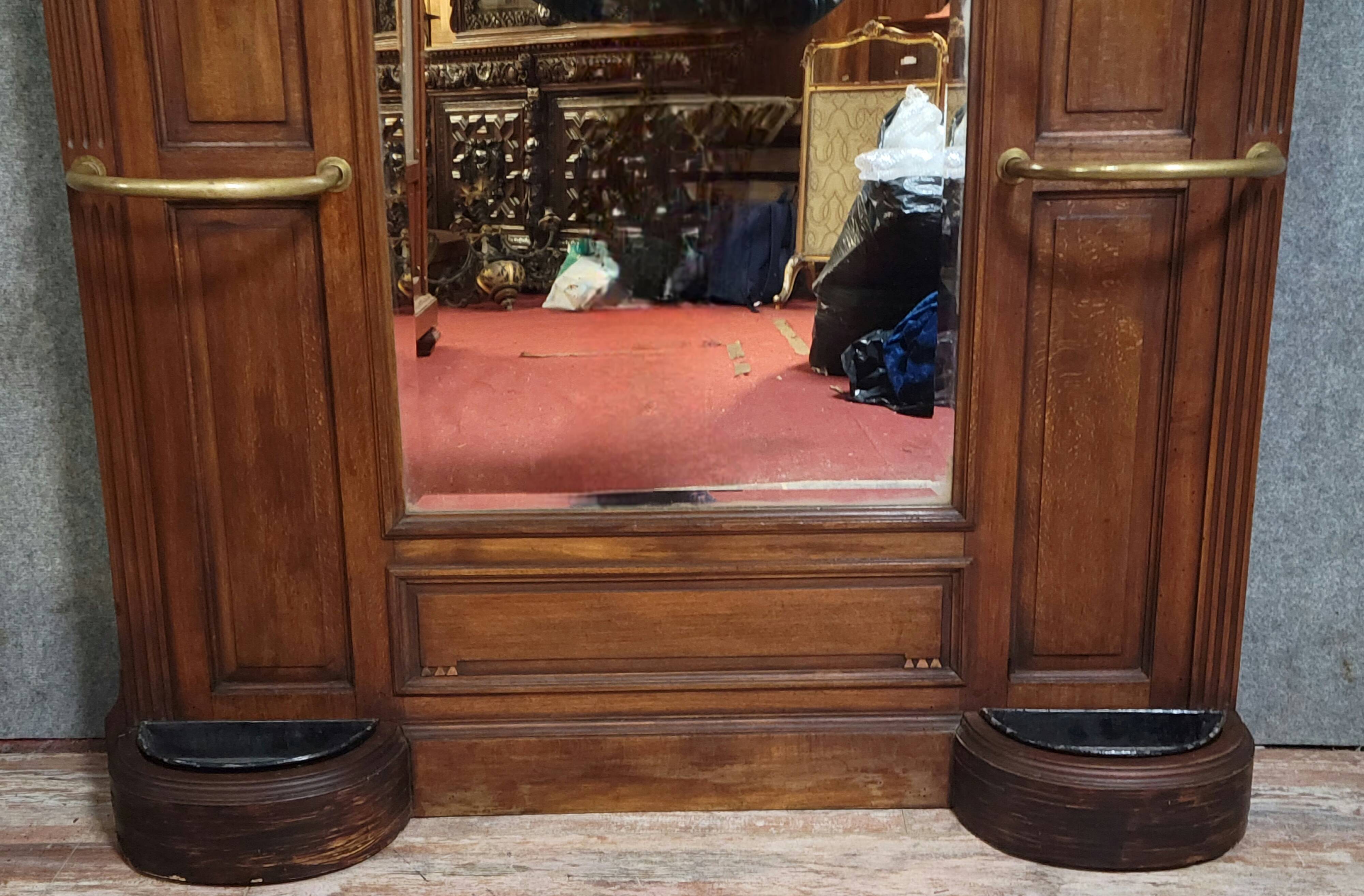 Important antique coat rack in solid walnut