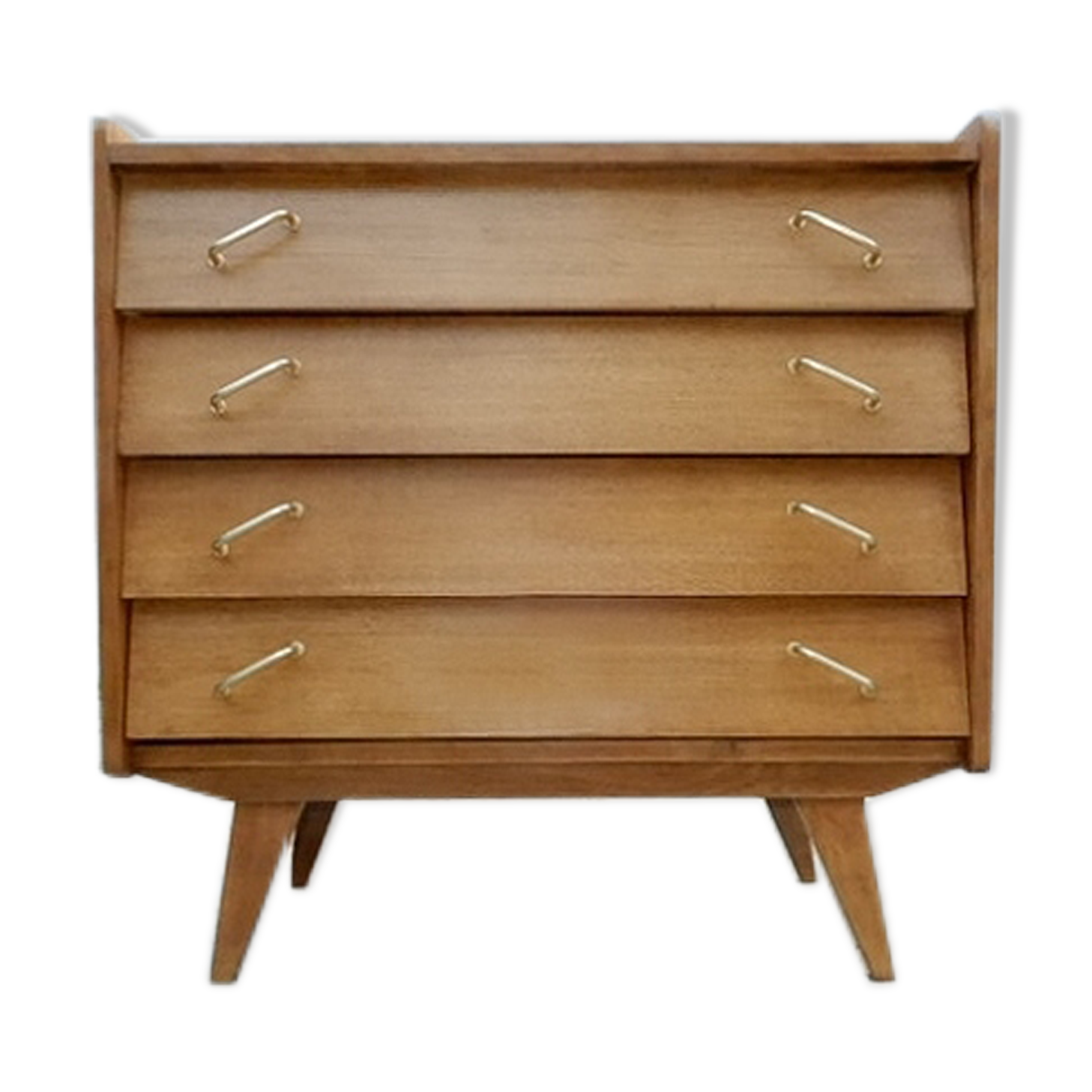 Renovated vintage chest of drawers 1960s golden oak compass feet