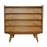 Renovated vintage chest of drawers 1960s golden oak compass feet