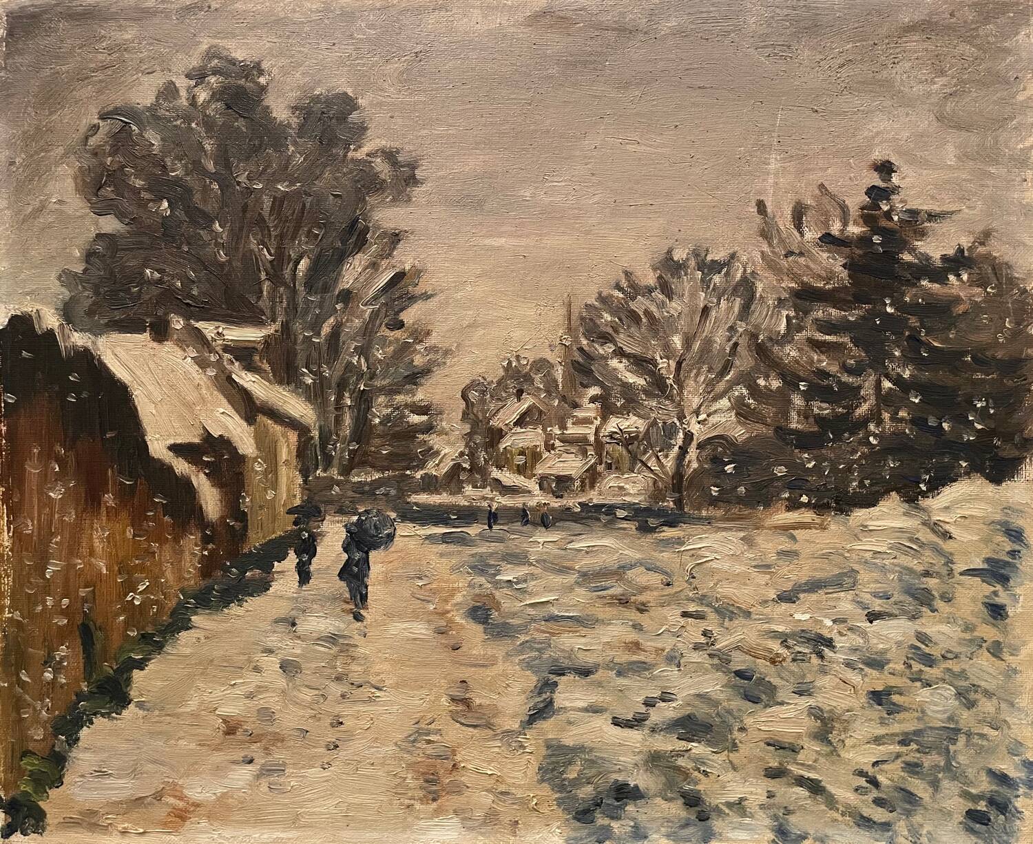 Animated snowy landscape from the early 20th century