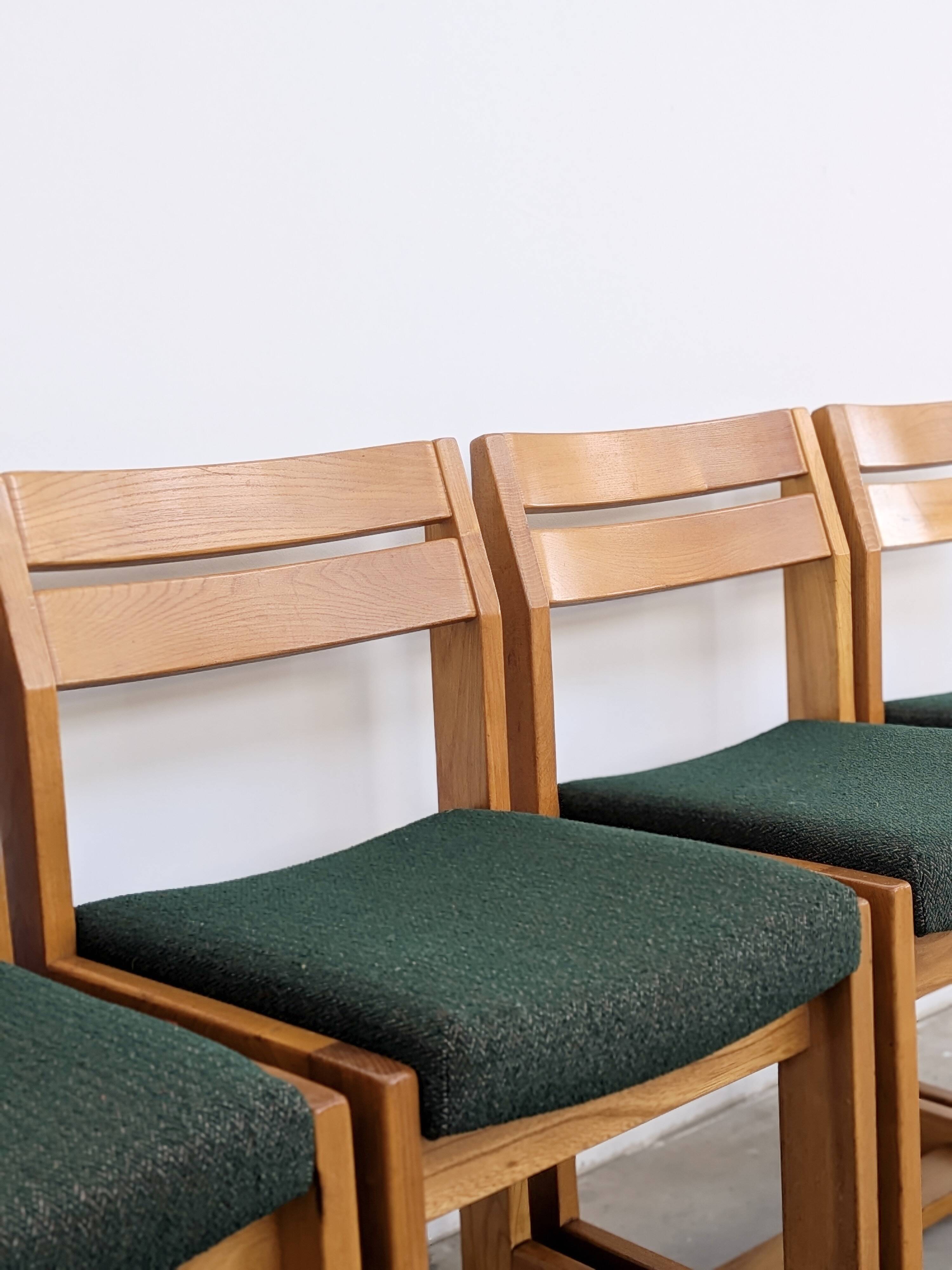 Set of 4 Maison Regain Vintage Chairs – Brutalist Solid Elm