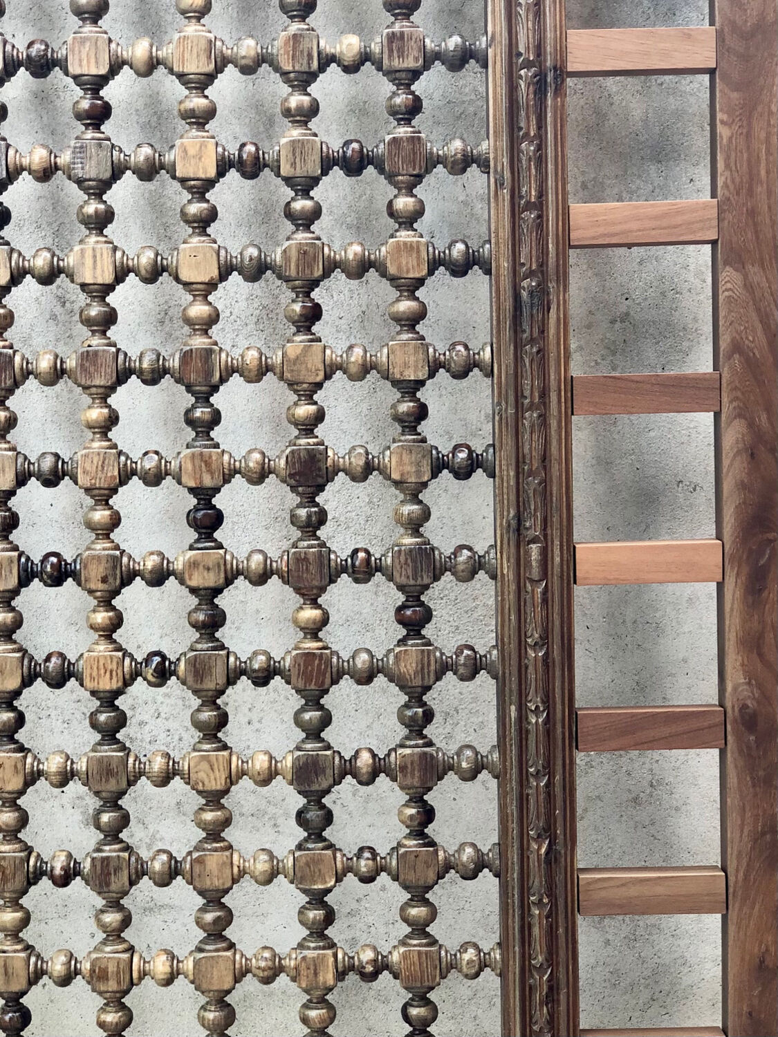 Carved wooden headboard