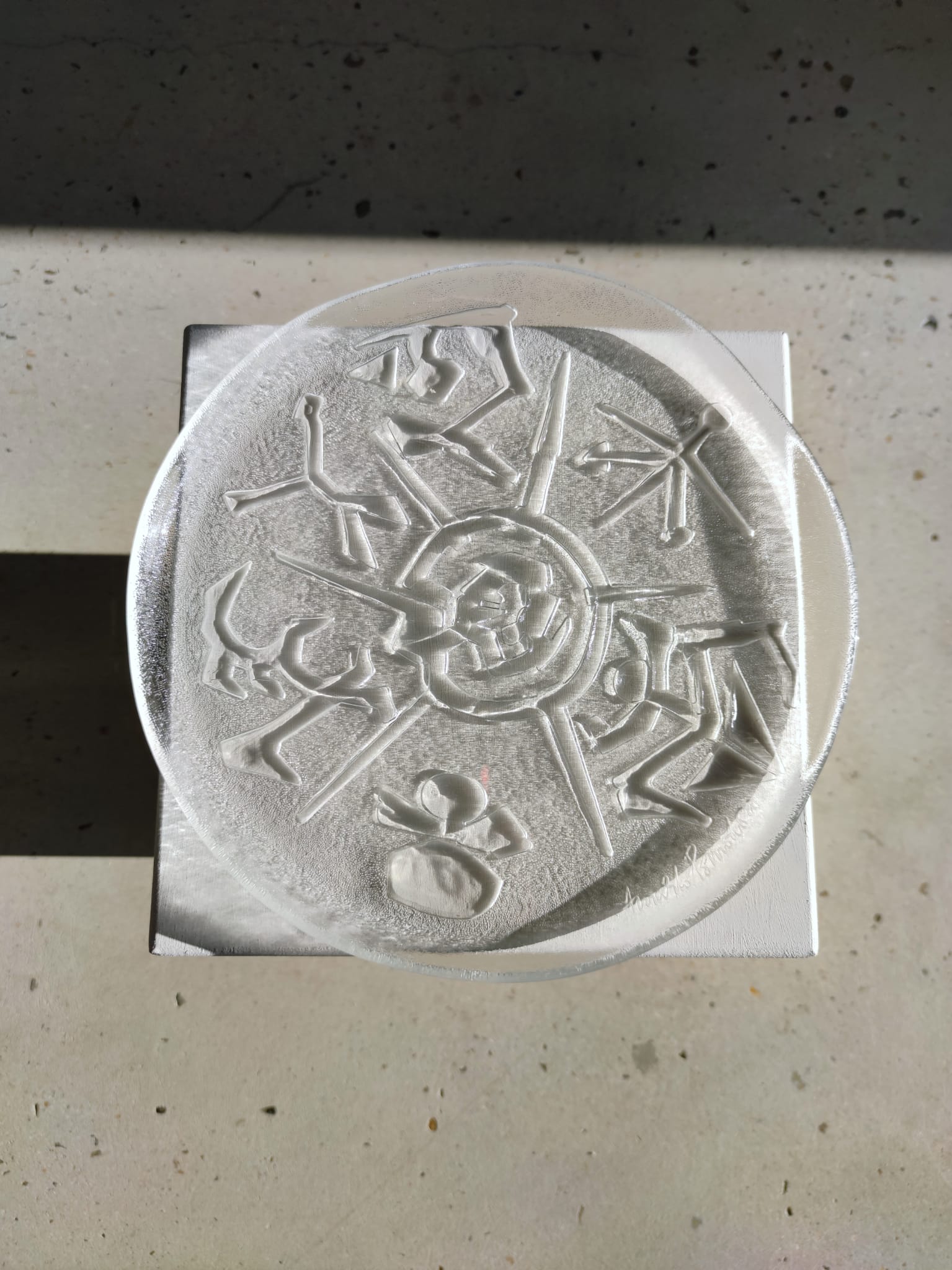 Glass dish by Arnaldo Pomodoro Ars D Milano