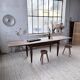 Solid oak farmhouse table with integrated extensions 1950