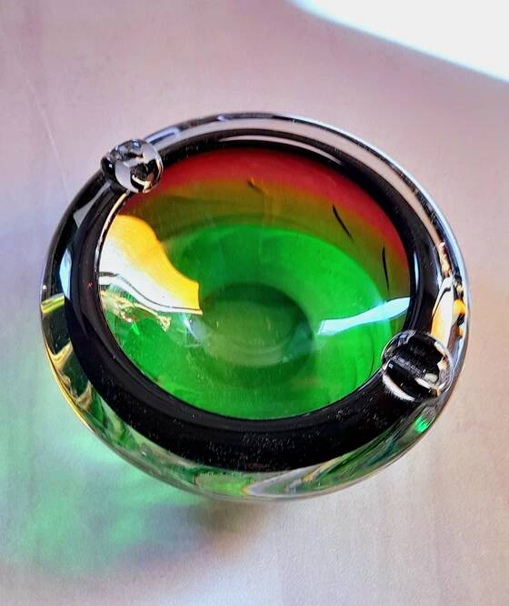 Multicoloured ashtray, Murano 1970.