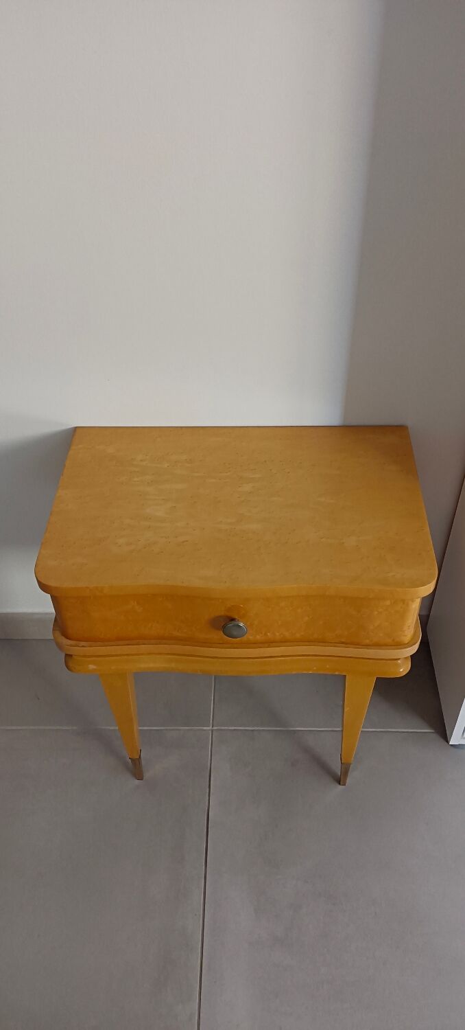 Table d'appoint chevet bout de canapé en bois clair style art déco
