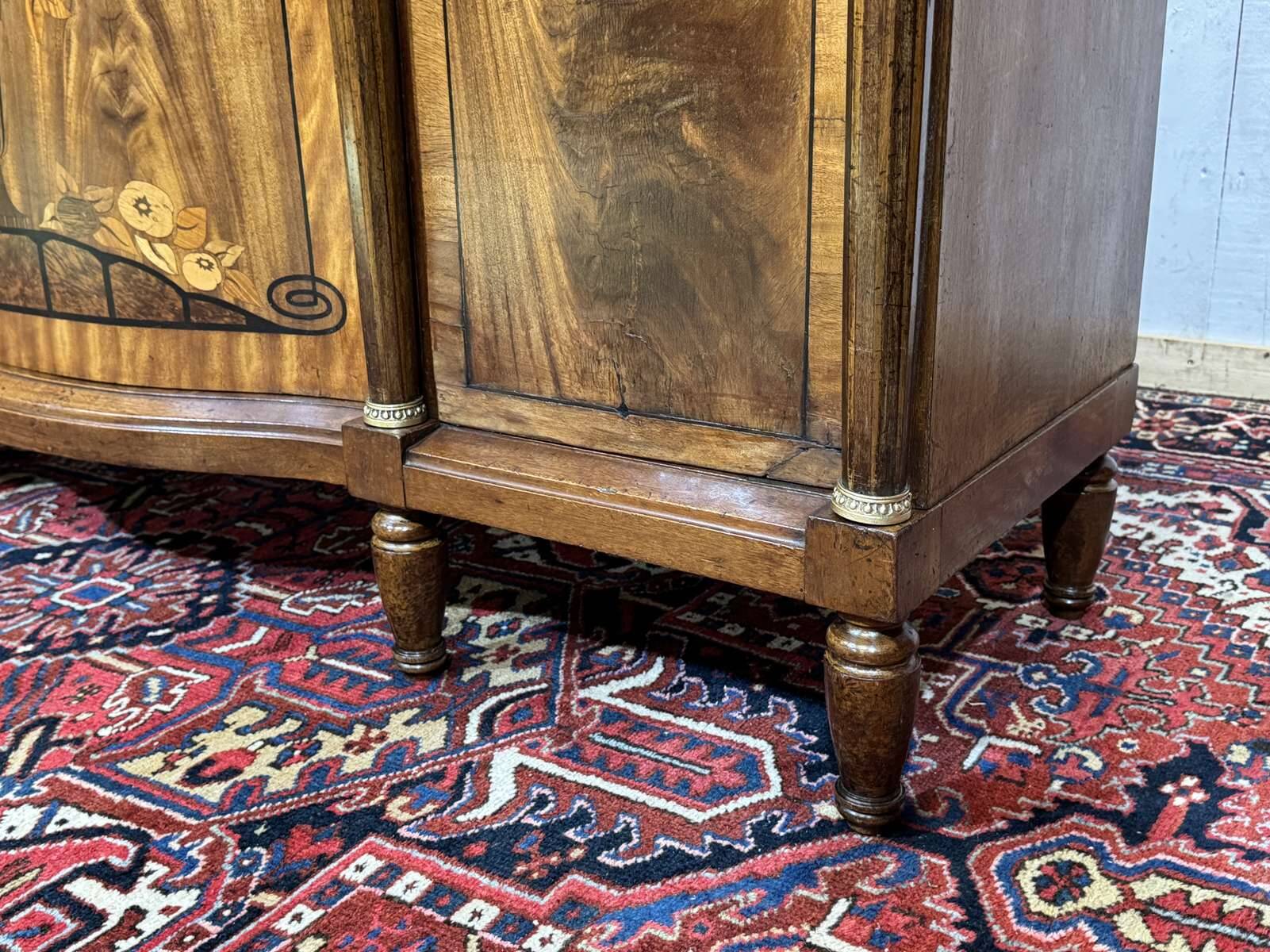 Art Deco buffet in mahogany, oak, and marble top.