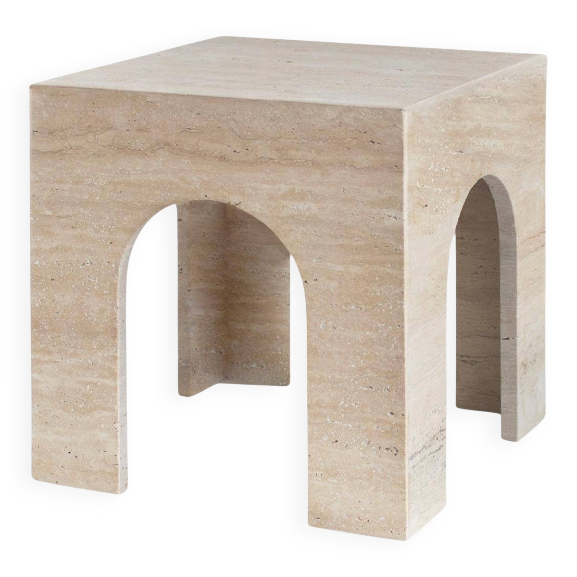 Table d'appoint en arc travertin