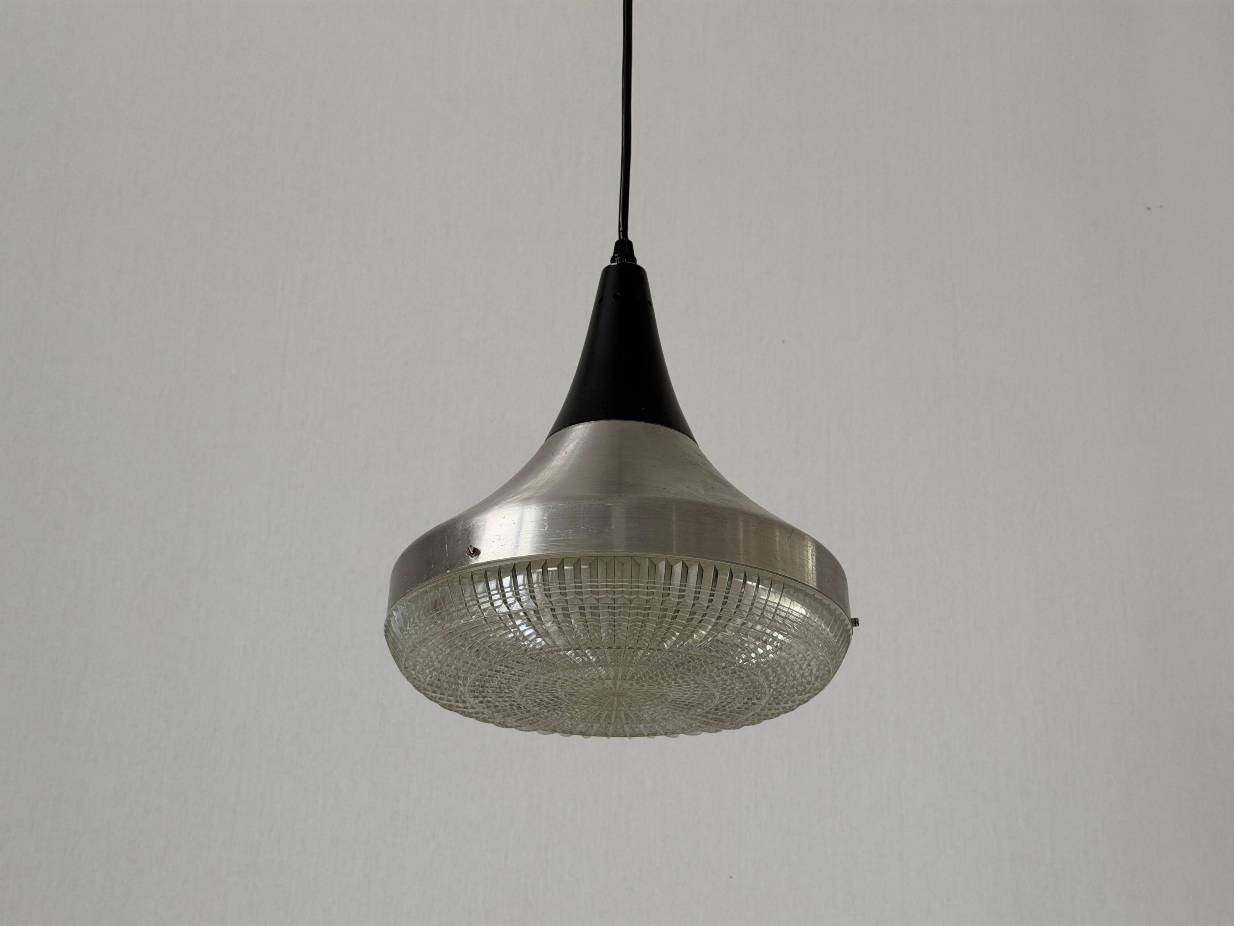Crystal glass ceiling light with a metal frame, 1960s, Germany