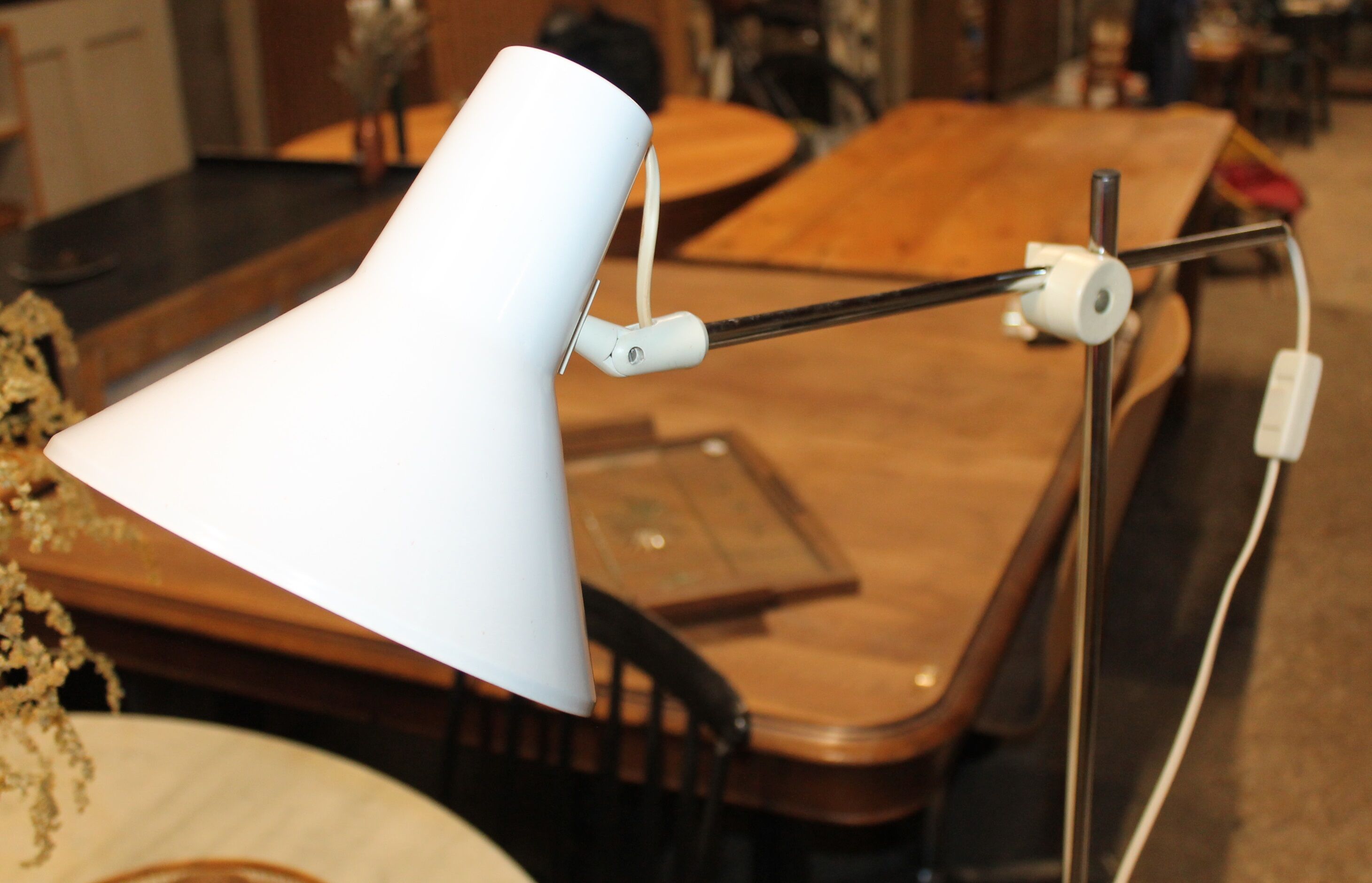 White and chrome floor lamp