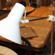 White and chrome floor lamp