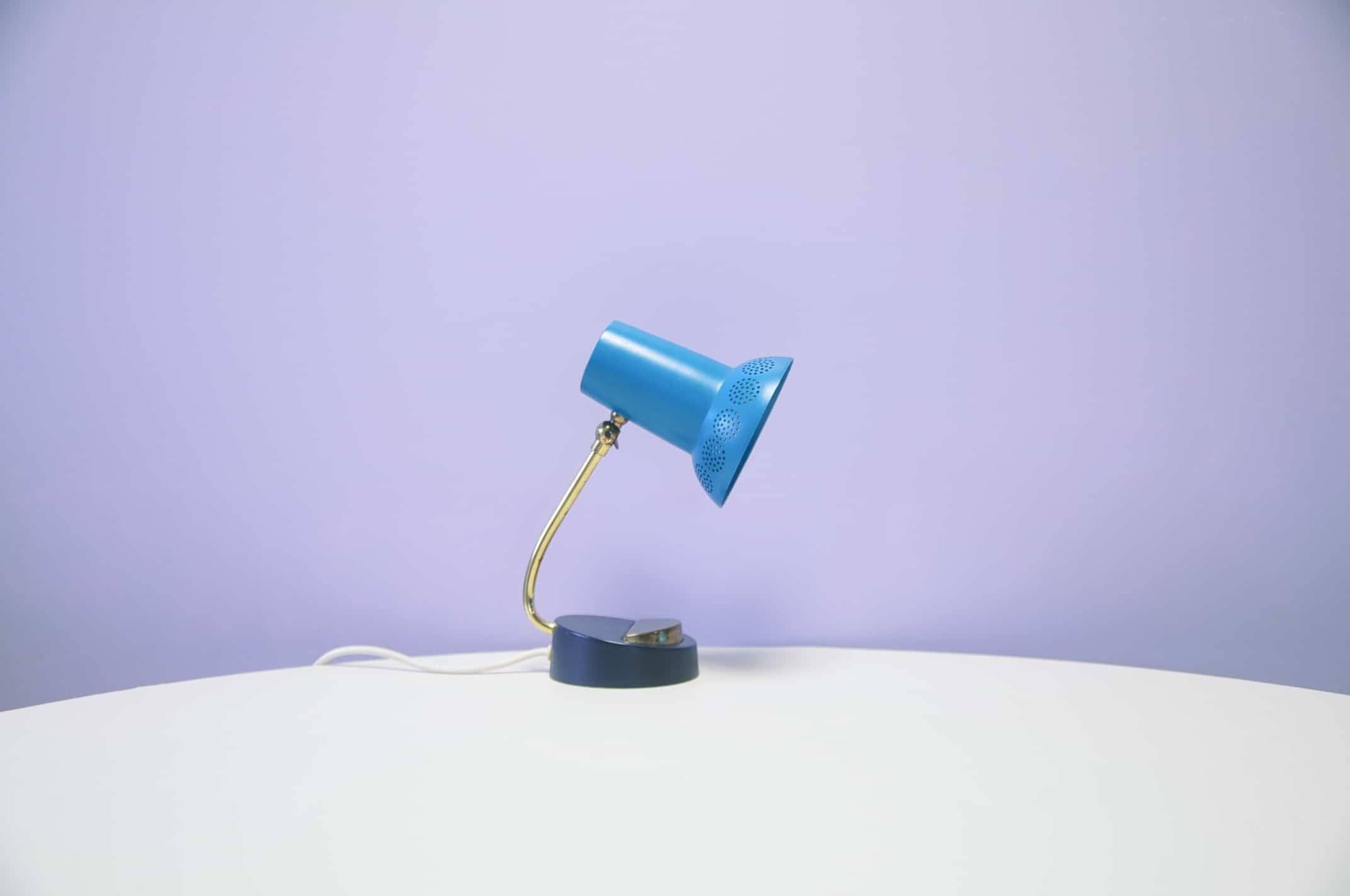 Turquoise metal table lamp Mathieu Mategot