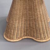 Italian design round table in wood and rattan