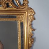 18th century style gilt wood pediment and glazing bead mirror 88x54 cm C374 S