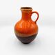 Vase boule à anse Jasba en céramique orange, 1970