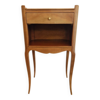 Table chevet merisier massif- Style Louis XV- Signé D.R.