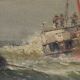 Painting "Entry to the Port in Rough Seas", oil on canvas, signed C. Demont – early 20th century