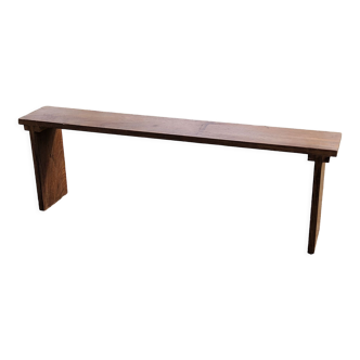 Brutalist bench of the 30s in solid mahogany