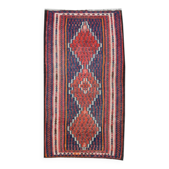 Tapis Kilim Ancien Iran Senneh : 1.27 X 2.98 Mètres