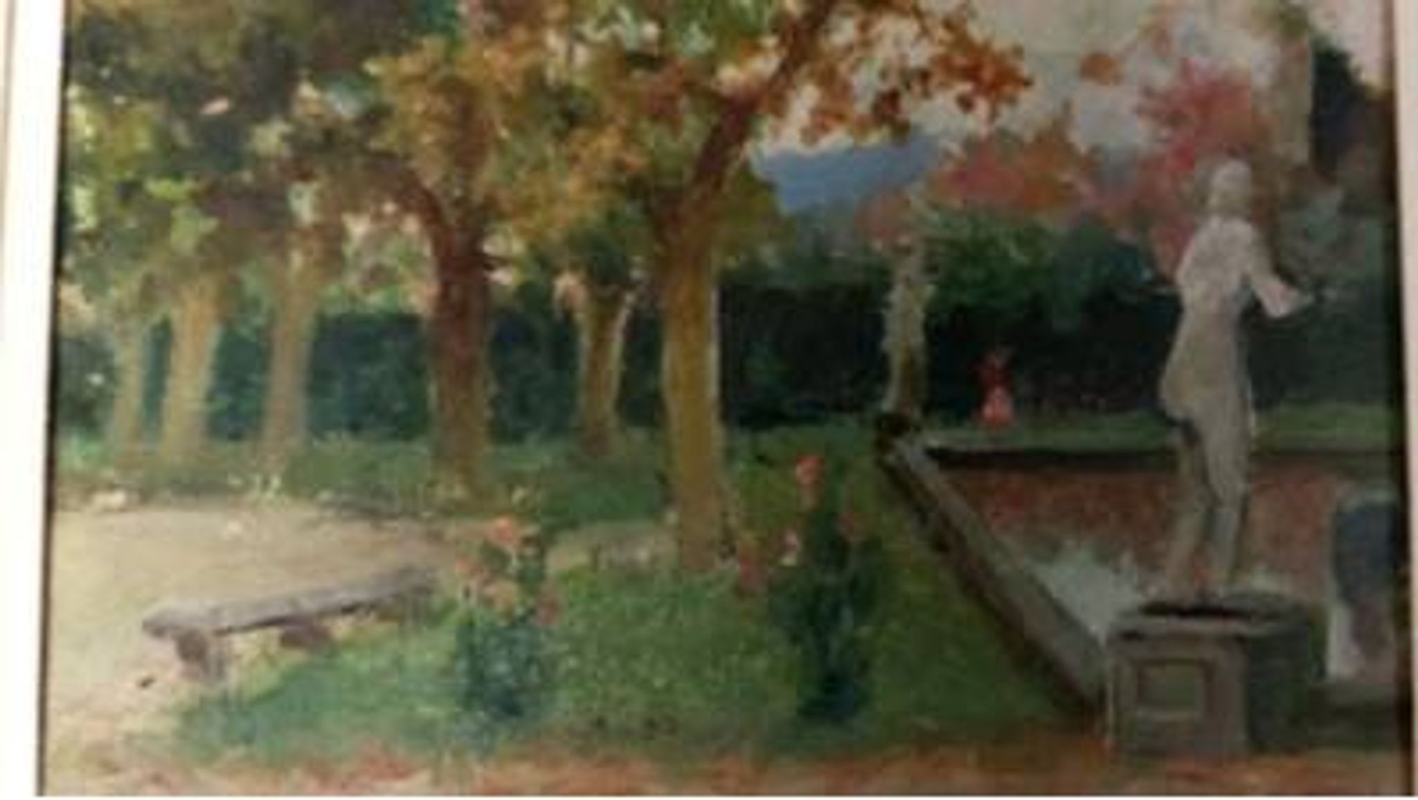Huile sur panneau peinture Jardin de Villa Toscane