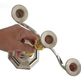 2 candlesticks and 1 silver metal candlestick circa 1980