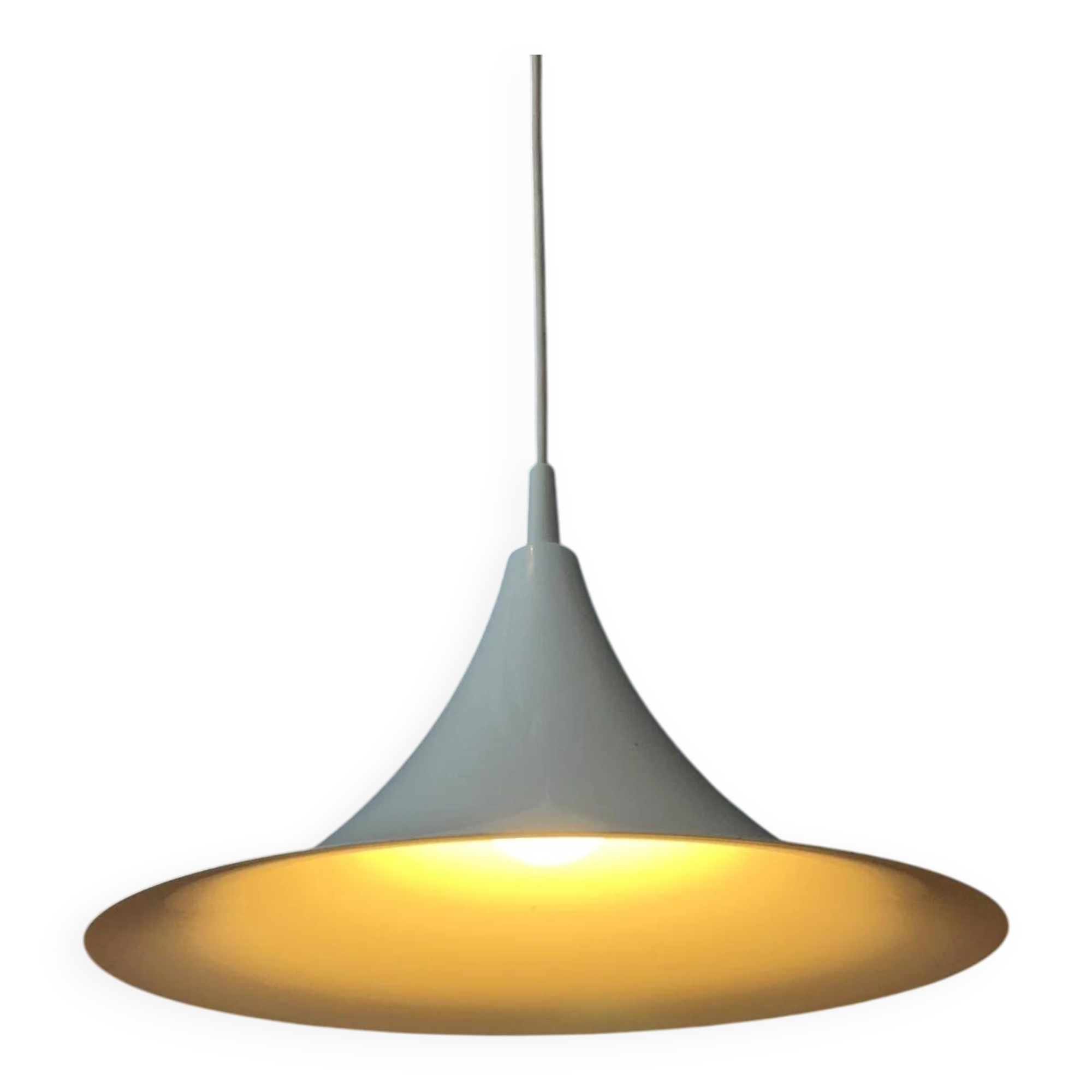 Suspension vintage blanche brillante style chapeau de sorcière de l'ère spatiale