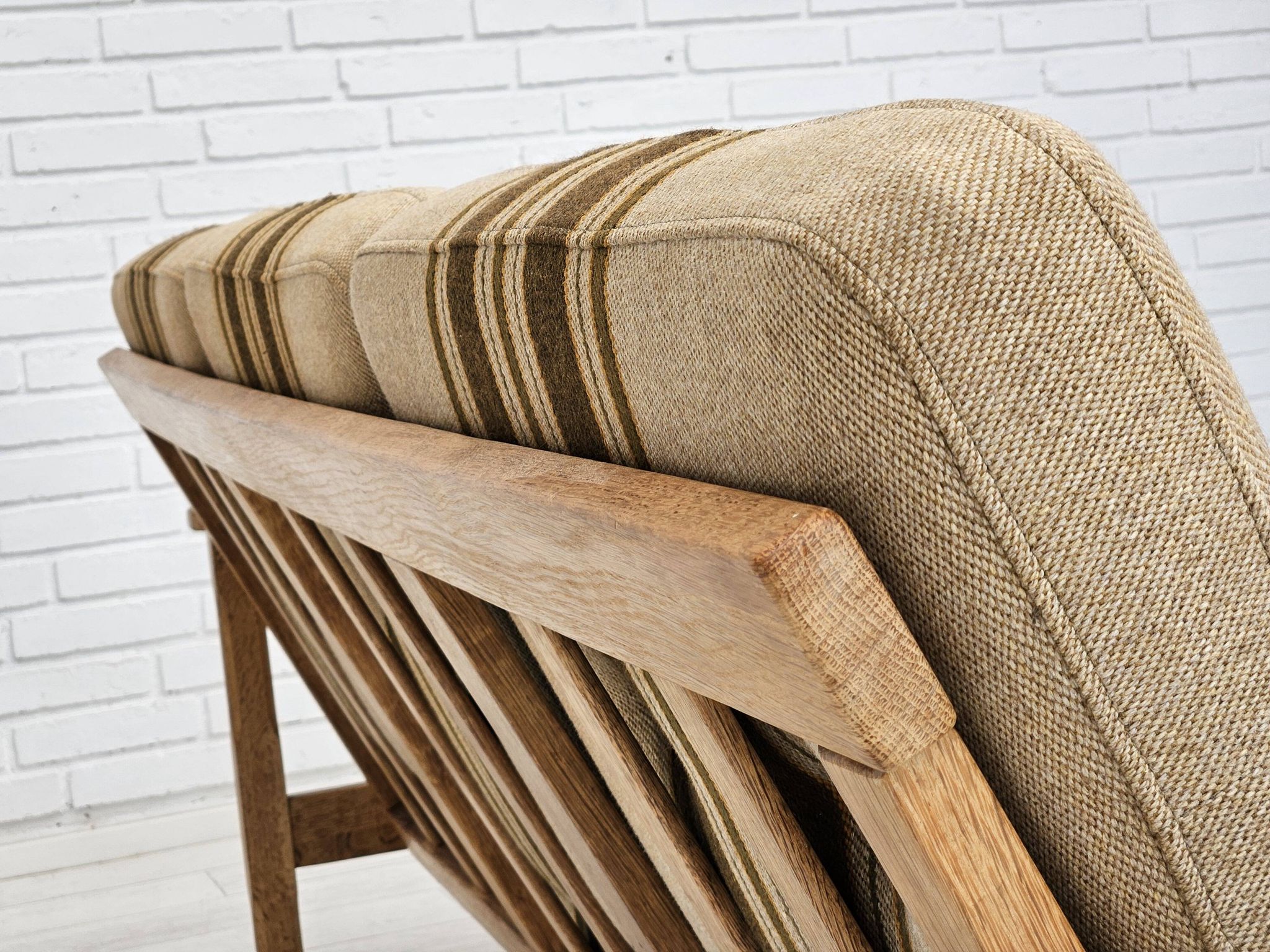 1970s, Danish 3 seater sofa, original very good condition, wool, oak.