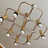 Golden chandelier 9 fires from Sciolari Italy 1960