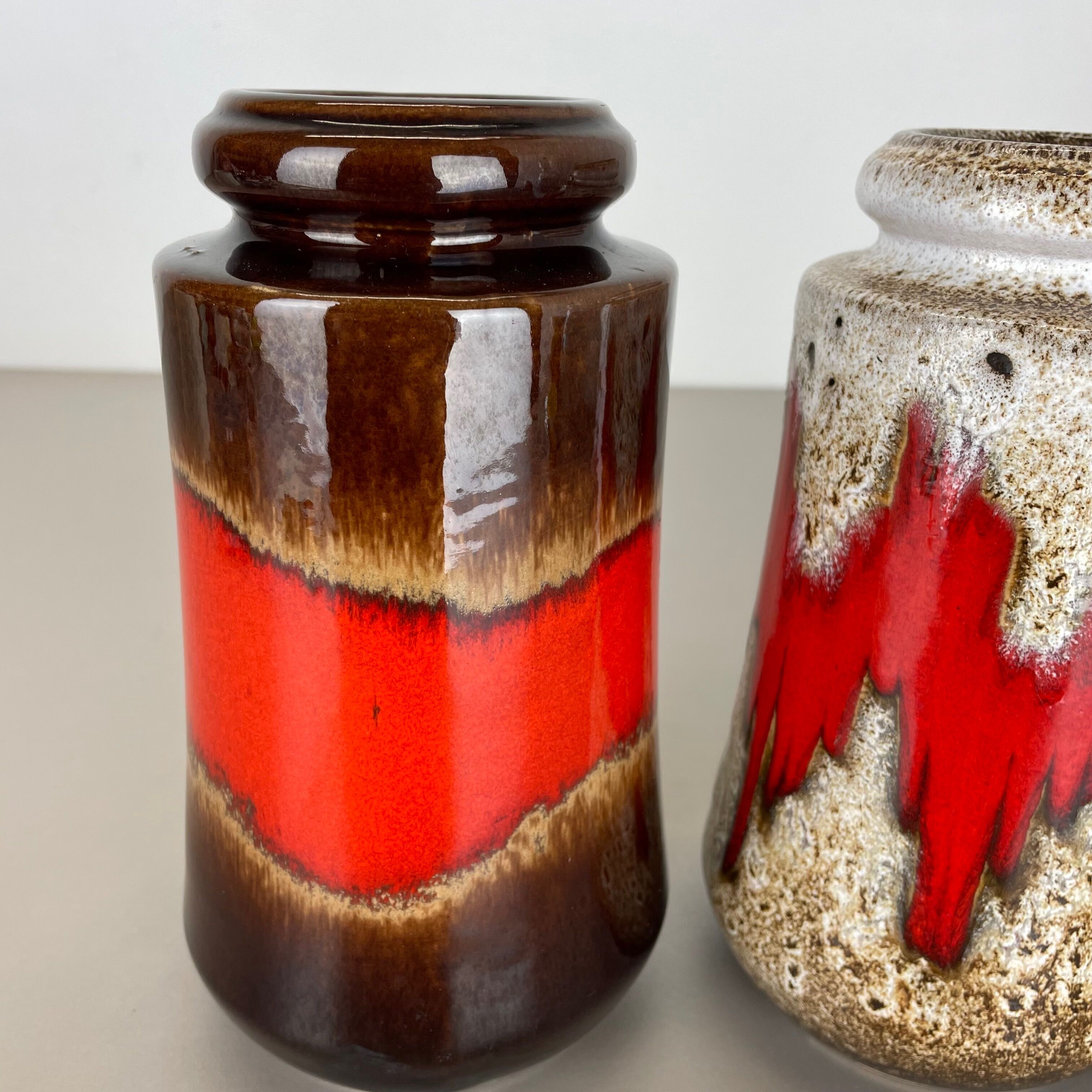 Set of three Vintage Pottery Fat Lava Vases Made by Scheurich, Germany, 1970s