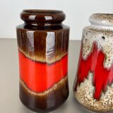 Set of three Vintage Pottery Fat Lava Vases Made by Scheurich, Germany, 1970s