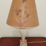 Table lamp with white and pink marble base