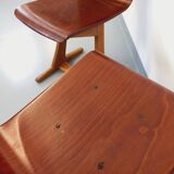 Paire de chaises design vintage ASS Schulmöbel Pagholz Thur-Op-Seat en bois courbé et hêtre