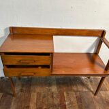 Mid Century Retro Vintage Teak Telephone Seat 1960