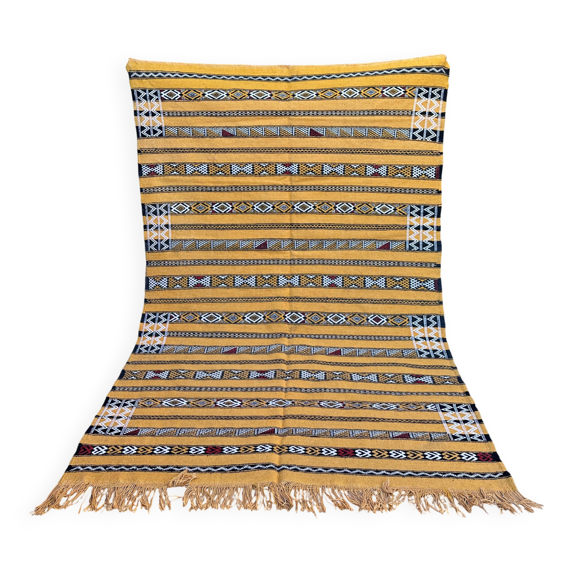 Handmade yellow Berber Kilim rug 226 x 150