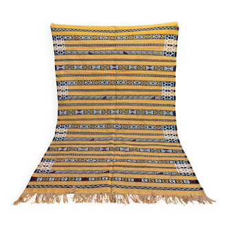 Handmade yellow Berber Kilim rug 226 x 150
