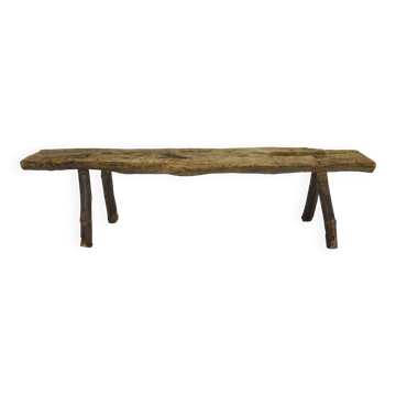 Brutalist wooden bench. Solid wood bench. Folk Art.