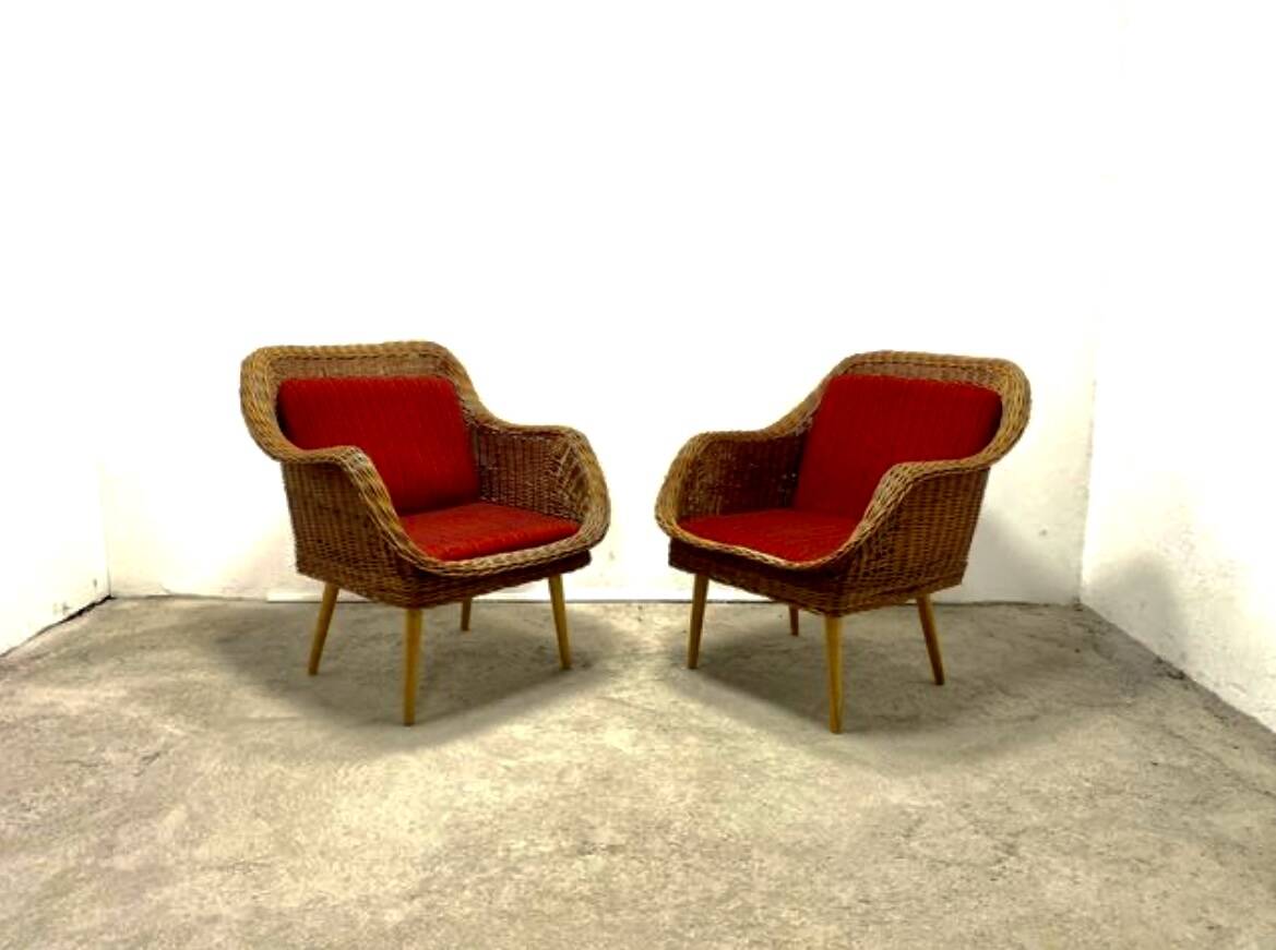 Chaises longues en rotin, lot de 2