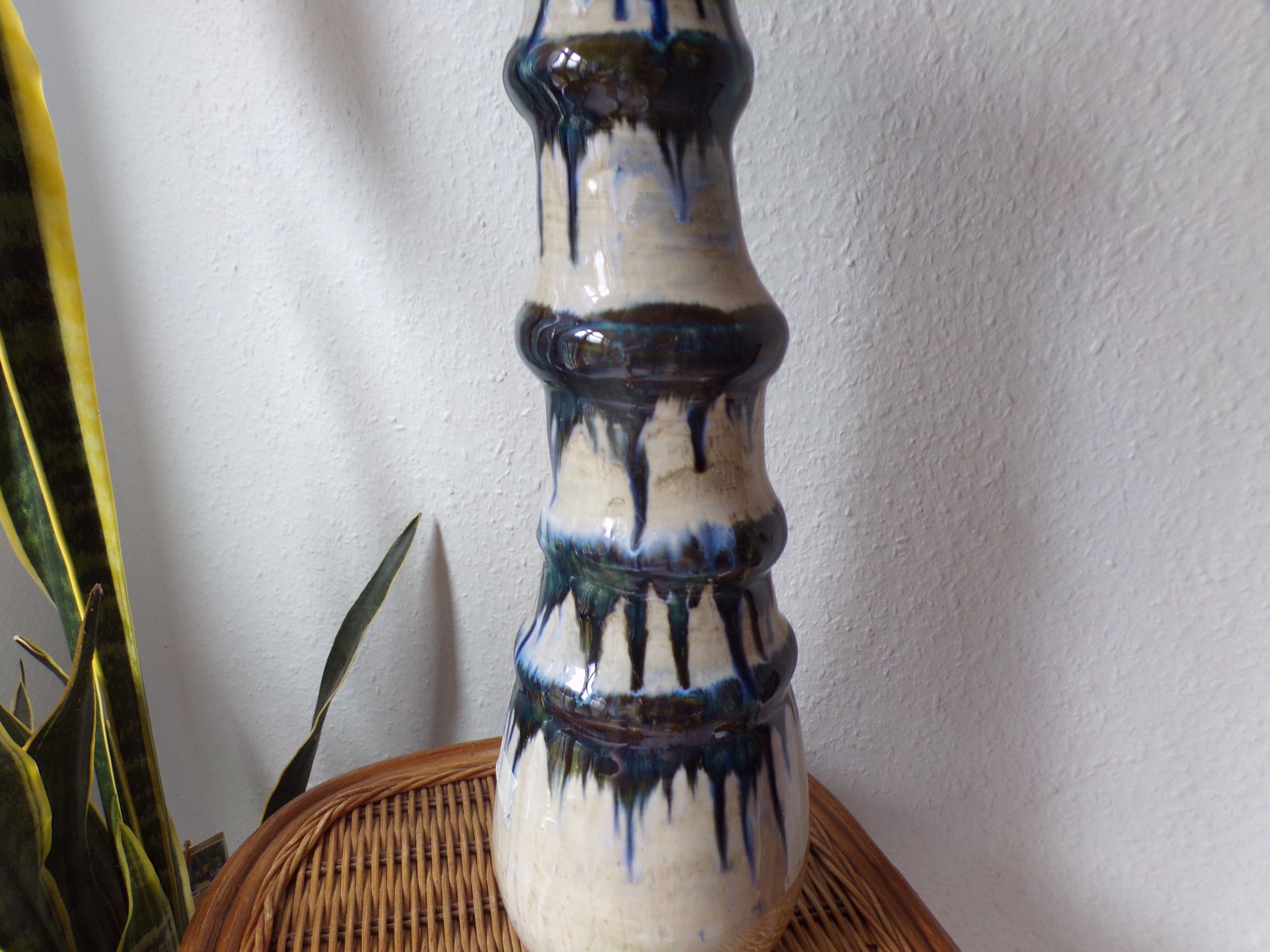 Large vintage vase in glazed ceramic