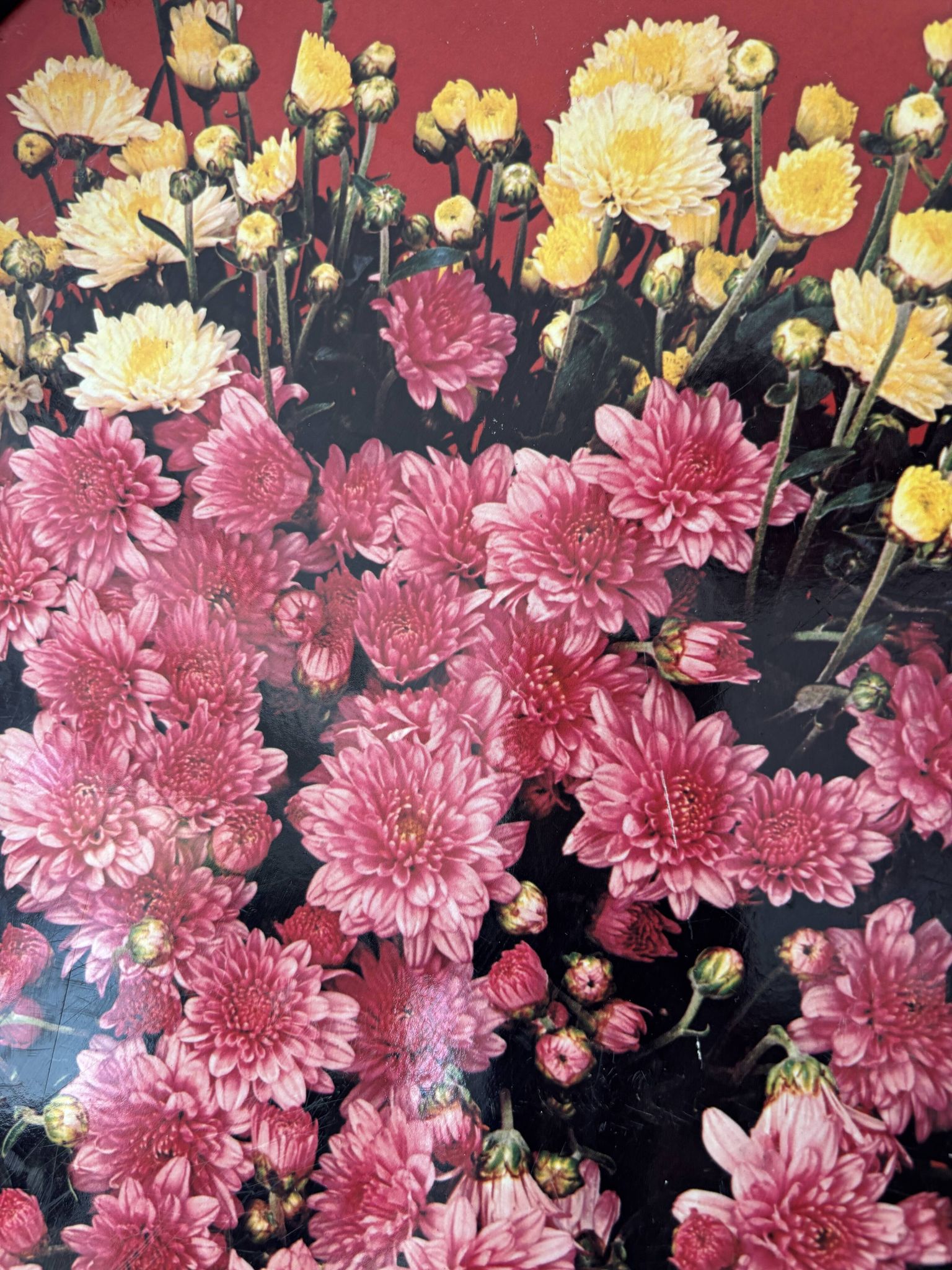 Vintage Floral Serving Tray – 1970s Chrysanthemum Design