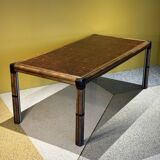 Bamboo And Burlwood Top Dining Table, Italy, 1970's