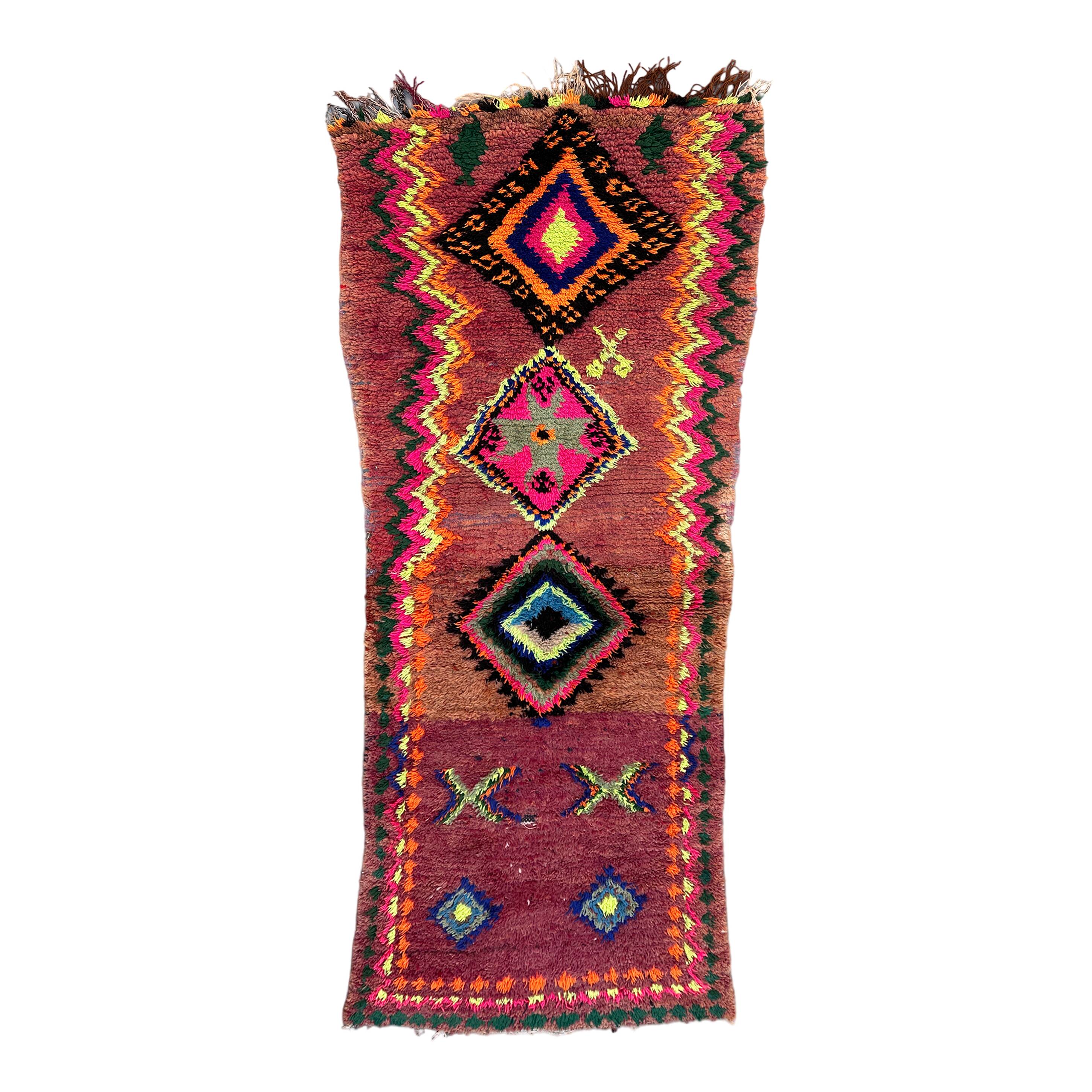 Tapis Marocain Boujad coloré - 90 x 246 cm