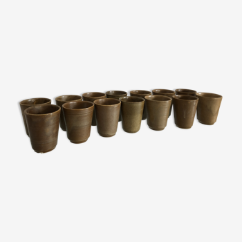 14 vintage sandstone Digoin cups