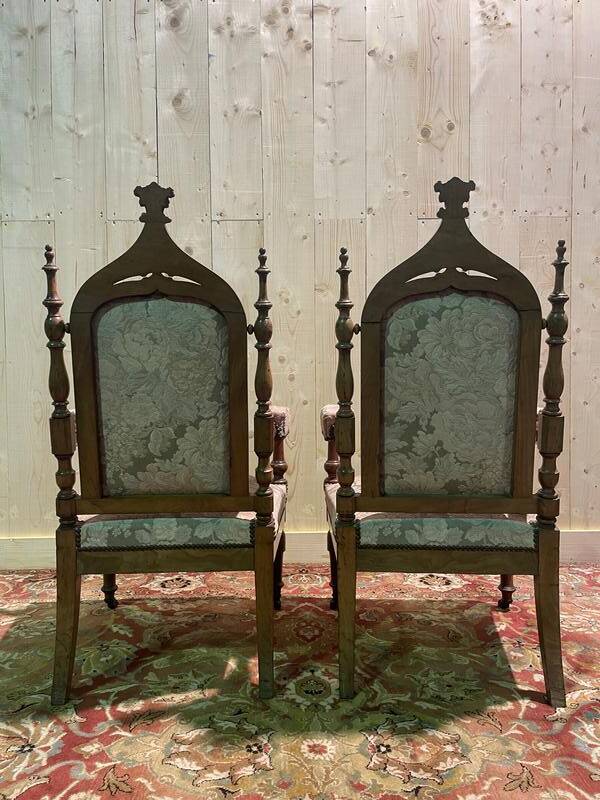 Pair of Gothic style armchairs