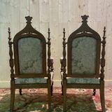 Pair of Gothic style armchairs