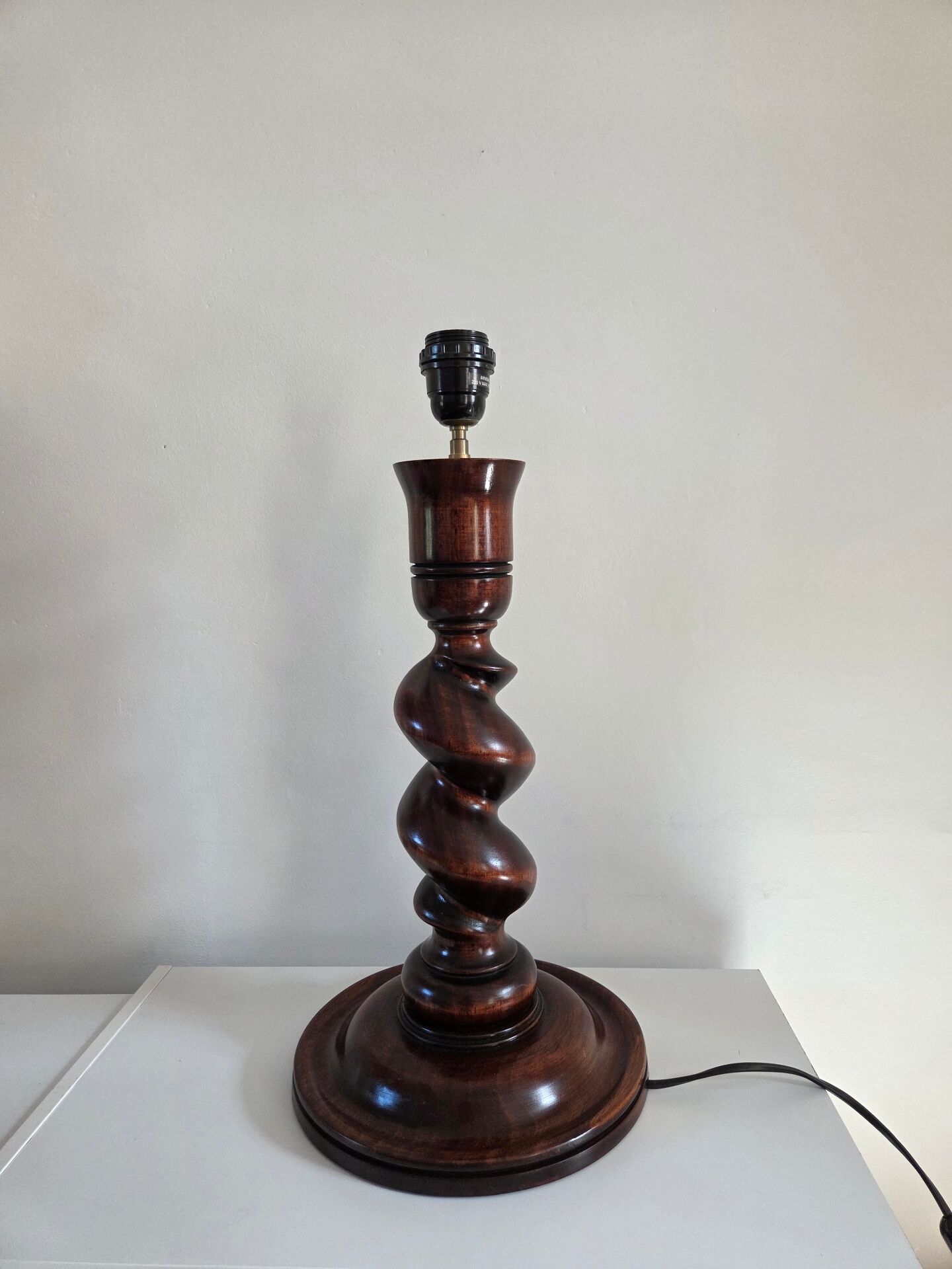 Large turned wooden lamp base, 1960