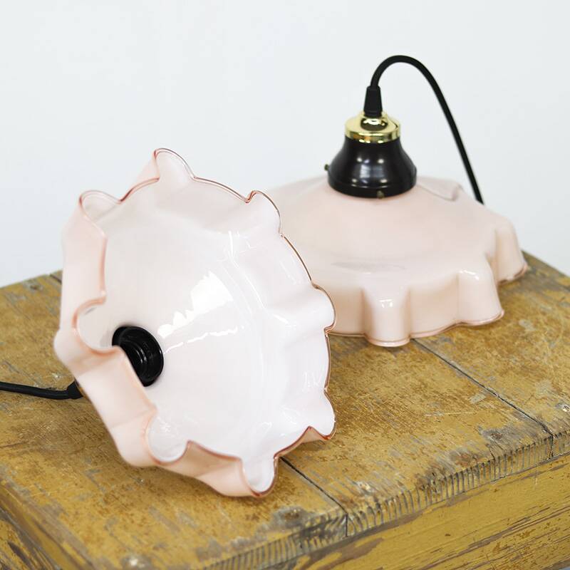 Set of pink Art Deco pendant lamps