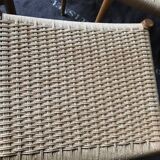 Set of 4 chairs by N.O. Møller solid oak and rope, Denmark, 1960's
